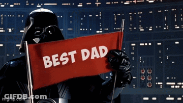 Darth Vader Holds Up A Red Banner That Says Best Dad GIF