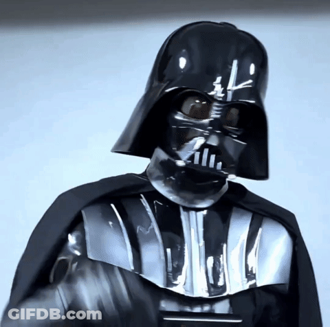 Darth Vader In Black Helmet And Cloak GIF