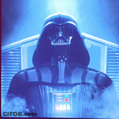 Darth Vader In Dark Room With Blue Light GIF