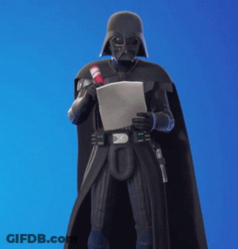 Darth Vader Is Holding A Piece Of Paper And A Toothbrush GIF