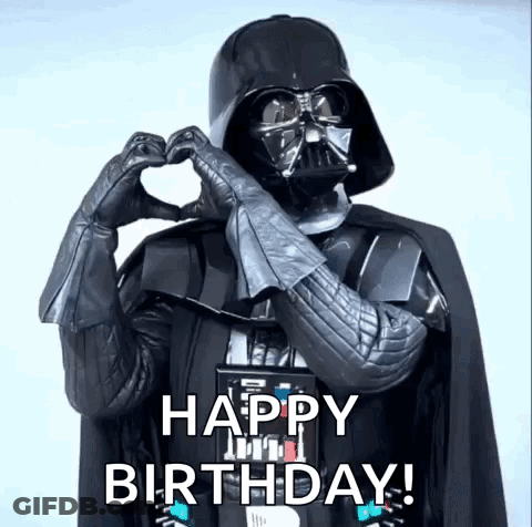 Darth Vader Making Heart Shape Saying Happy Birthday GIF