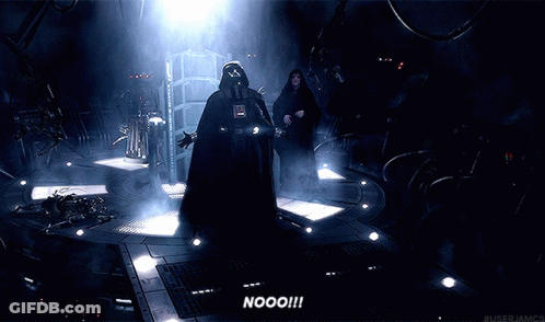 Darth Vader Is Standing In A Dark Room And Saying Nooo GIF