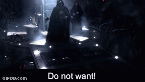 Darth Vader Is Standing In A Dark Room With The Words Do Not Want On The Bottom GIF