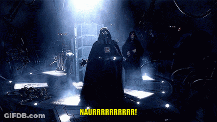 Darth Vader Is Standing In A Dark Room With The Words Naurr Written On The Bottom GIF
