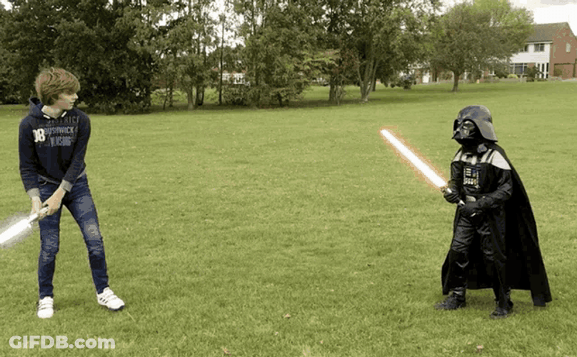 Darth Vader Kids Lightsaber Duel GIF