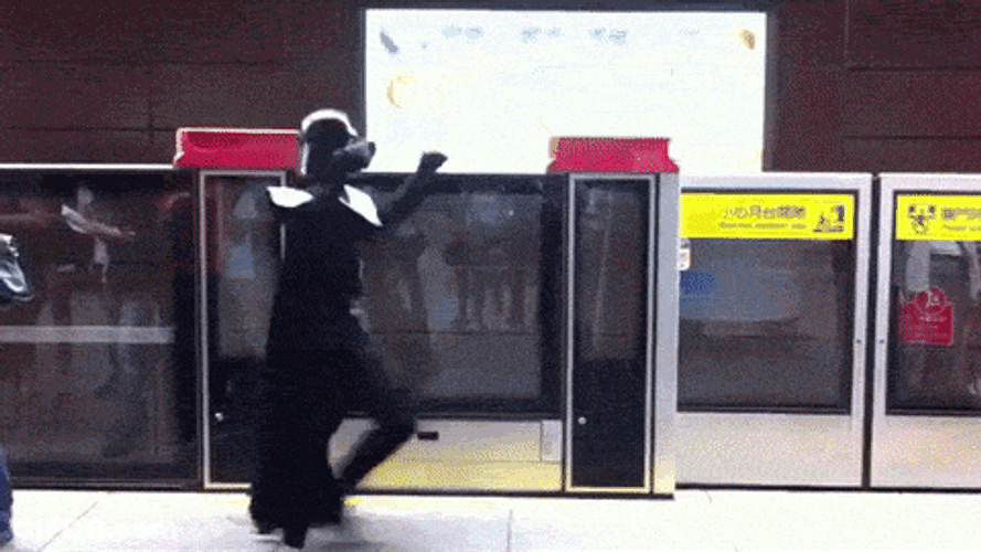 Darth Vader No On The Subway Station GIF