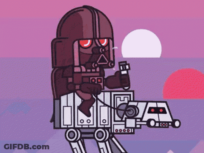 Darth Vader Rides AT-AT Walker GIF