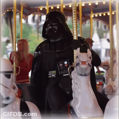 Darth Vader Riding Merry-Go-Round With Stormtroopers GIF