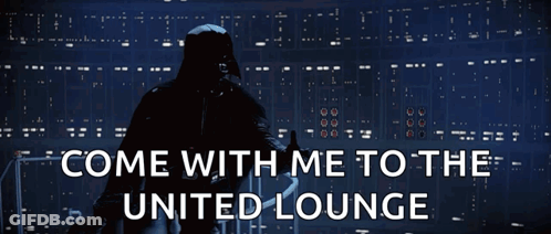 Darth Vader Says " Come With Me To The United Lounge " In A Dark Room GIF
