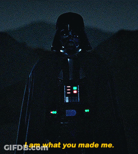 Darth Vader Says " I Am What You Made Me " In A Dark Room GIF