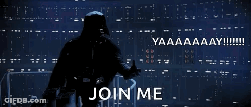 Darth Vader Says Join Me In Front Of A Wall GIF