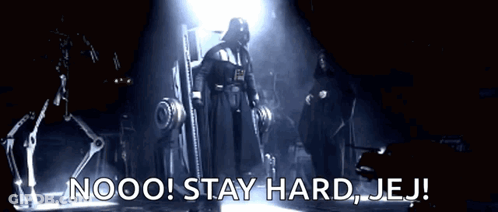 Darth Vader Says " Nooo ! Stay Hard , Jej ! " In Front Of A Robot GIF
