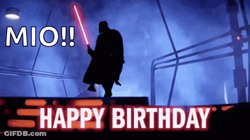 Darth Vader Silhouette Holding Lightsaber Mio Happy Birthday GIF