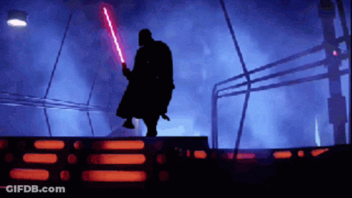 Darth Vader Silhouette Holding Red Lightsaber GIF