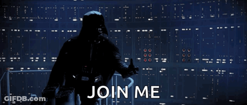 Darth Vader Standing With Join Me Text GIF