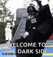 Darth Vader Waving Arms At Stormtrooper GIF