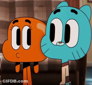 Darwin And Gumball From The Amazing World Of Gumball Standing Together GIF