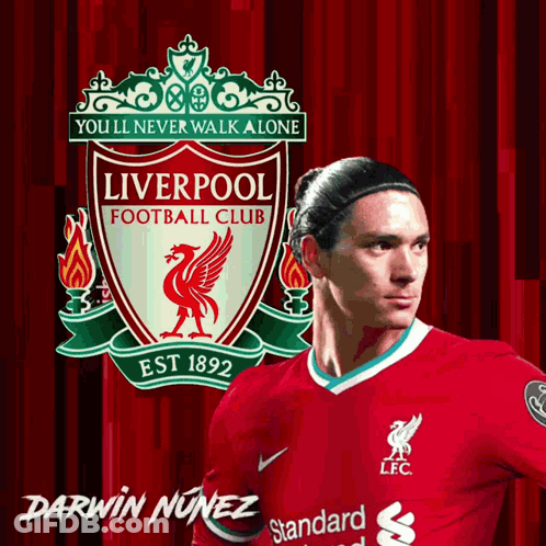 Darwin Nunez Playing For Liverpool In Red Jersey GIF