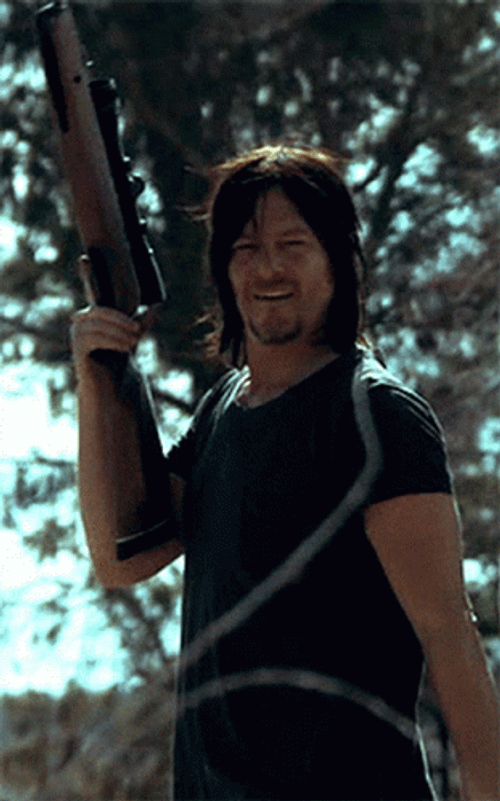 Daryl Dixon Holding Shotgun GIF