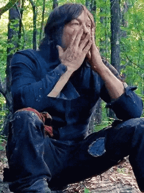 Daryl Dixon Putting Hands On Face GIF