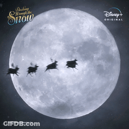 Dashing Through The Snow With Full Moon Poster GIF