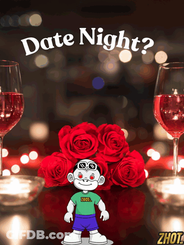 Date Night With Roses And Wine GIF
