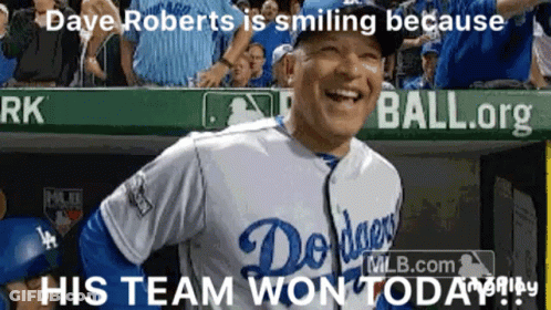 Dave Roberts Smiling After Team Win GIF