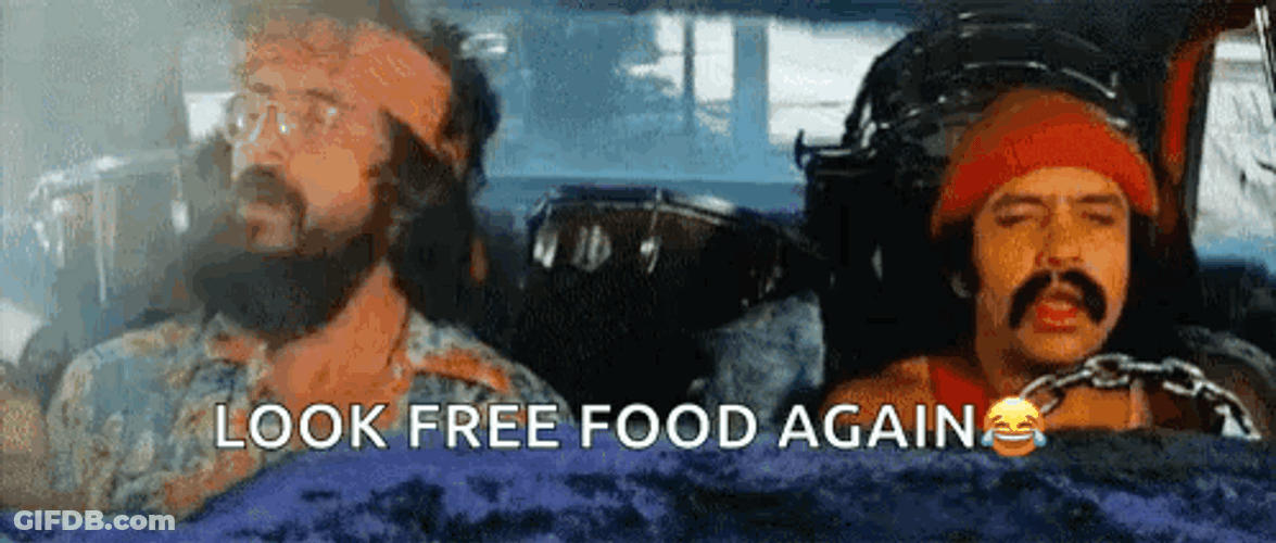 Dave's Not Here Man Cheech Marin Free Food Again GIF