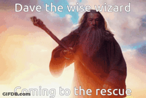Dave The Wise Wizard Coming To Rescue With Bearded Man Holding Wand GIF