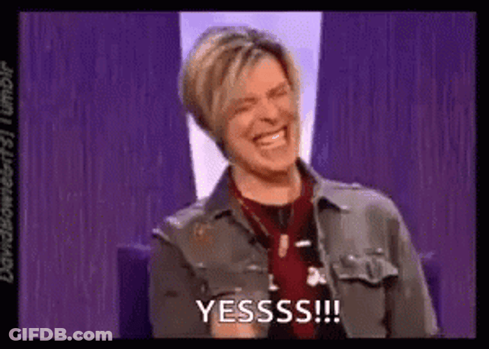 David Bowie Shouting Yes GIF