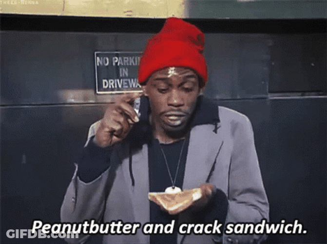 David Chappelle Preps Peanut Butter And Crack Sandwich GIF