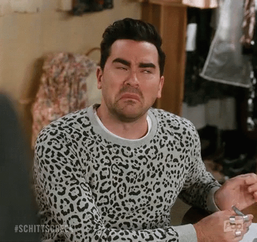 David Rose Disgusted Facial Reaction Schitts Creek GIF