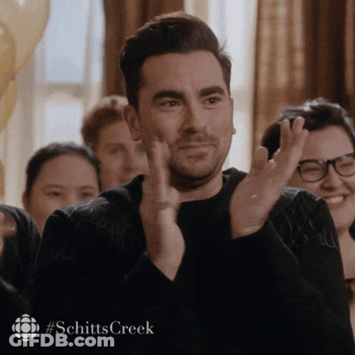David Rose Silent Cheer Schitts Creek GIF