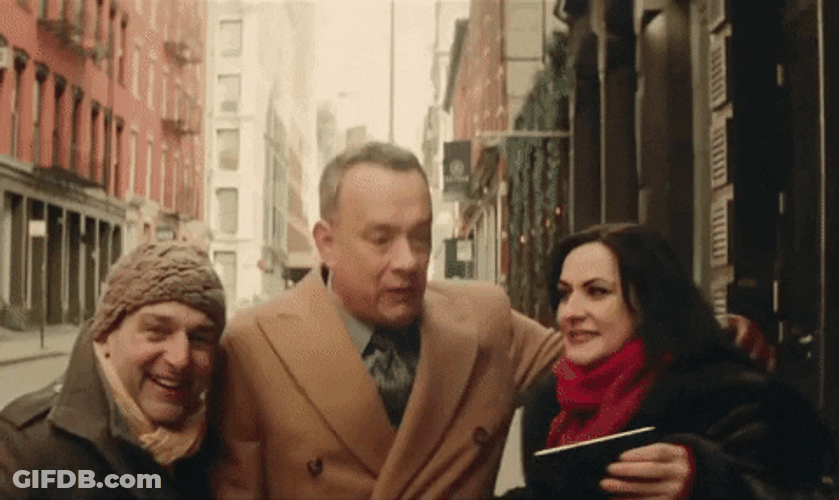 David S Pumpkins Selfie With Fans On Street GIF