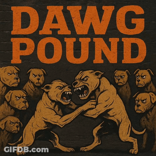 Dawg Pound Poster Red Background GIF