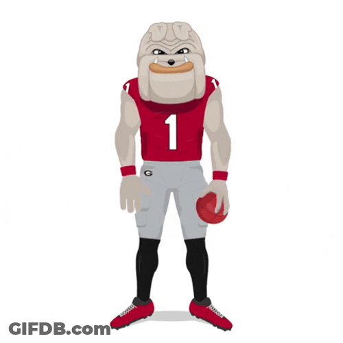 Dawgs Mascot Holding Football GIF