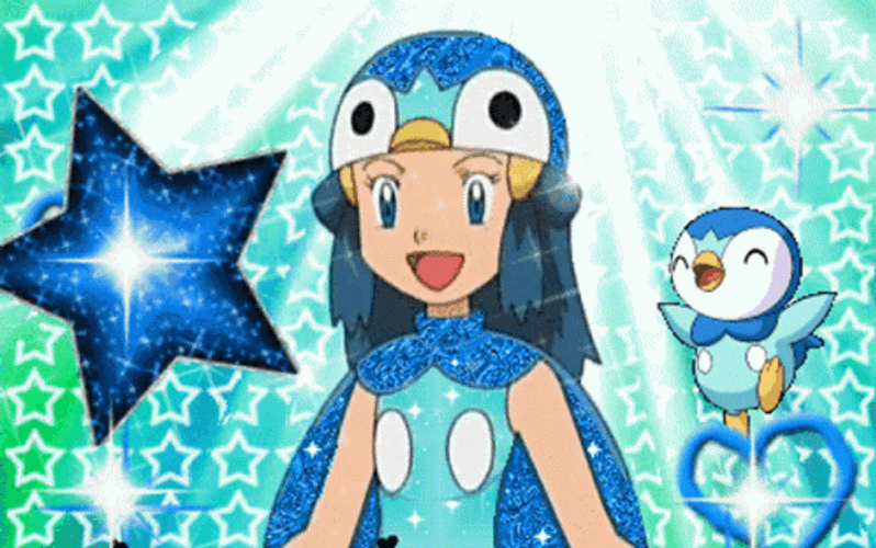 Dawn And Piplup Blue Team GIF