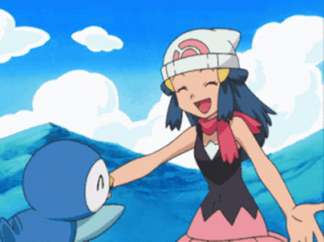 Dawn And Piplup Hugging GIF