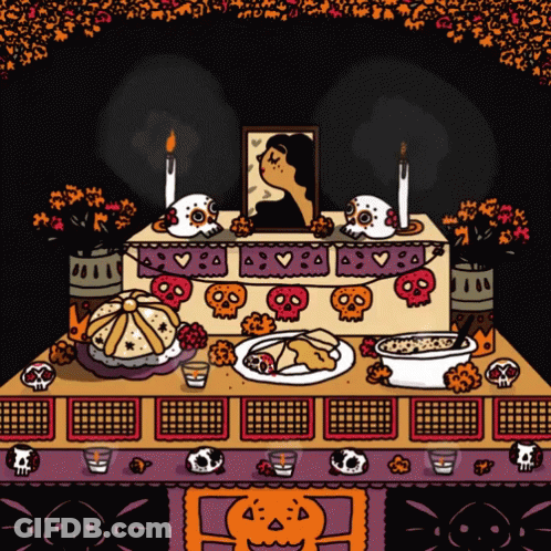 Day Of The Dead Altar With Woman Picture GIF