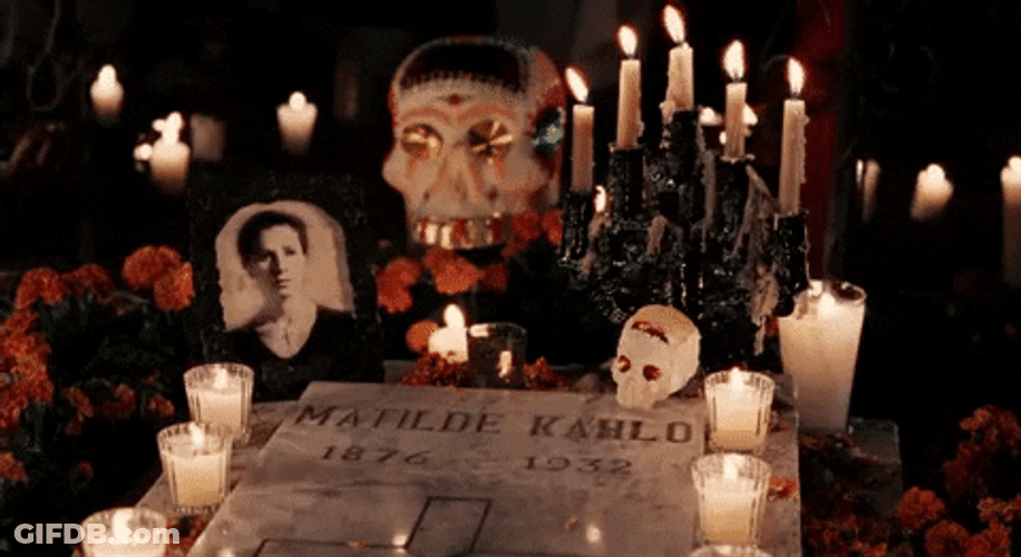 Day Of The Dead Grave With Candles GIF