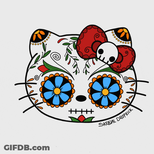 Day Of The Dead Hello Kitty Head GIF