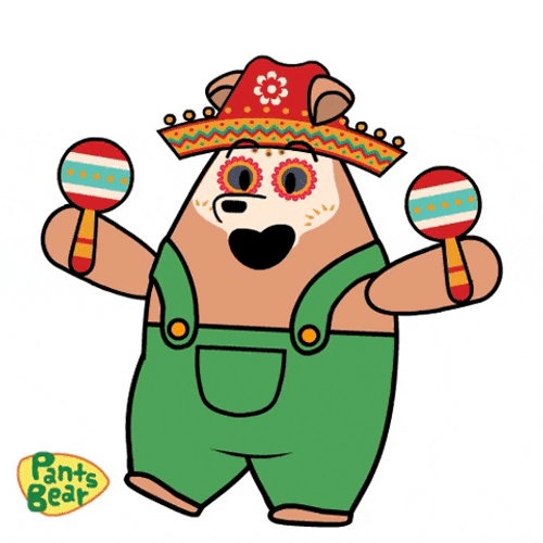 Day Of The Dead Pants Bear Shaking Maracas GIF