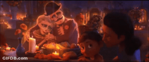 Day Of The Dead Poster With Colorful Sugar Skulls GIF