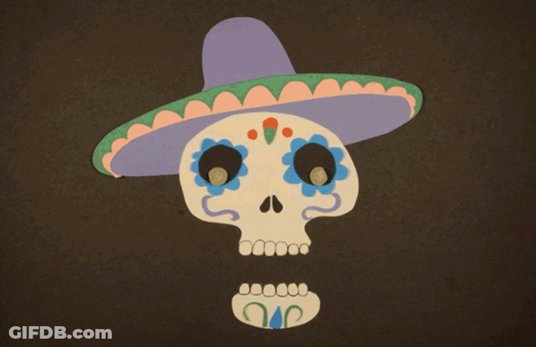 Day Of The Dead Skeleton Head GIF
