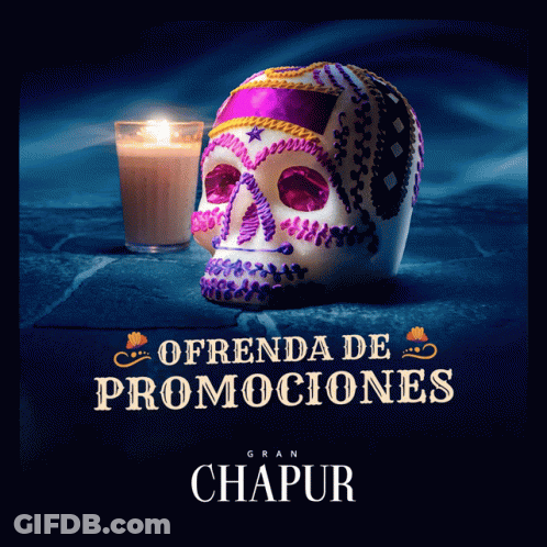 Day Of The Dead Sugar Skull With Candle GIF