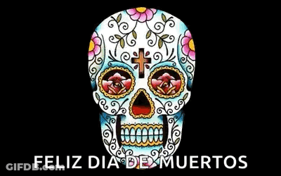 Day Of The Dead Sugar Skull With Candle GIF