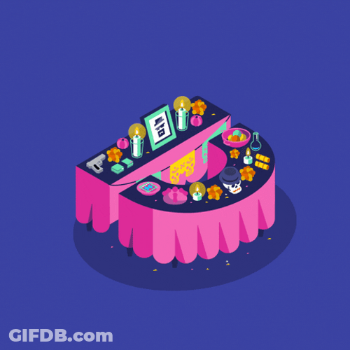 Day Of The Dead Table With Ornaments GIF