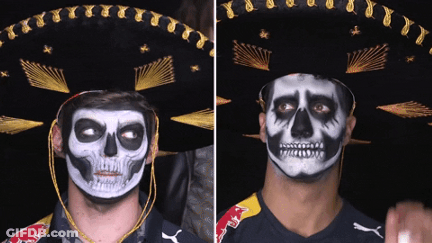 Day Of The Dead Two Men Skull Faces GIF