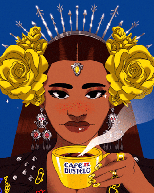 Day Of The Dead Woman Drinking Coffee GIF