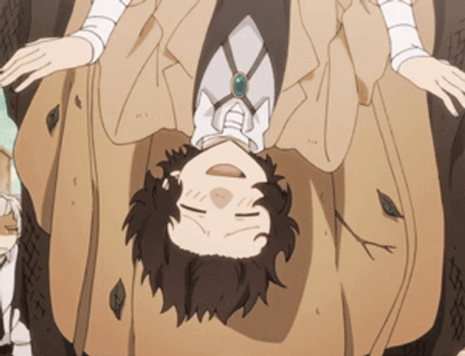 Dazai Anime Happily Speaking Upside Down GIF